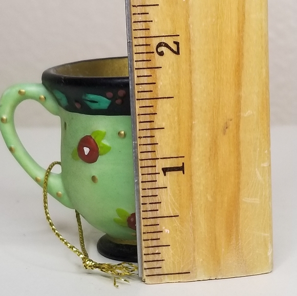 ME INK 1995 Mary Engelbreit Embossed Floral Tea Cup Coffee Cup Mug Ornament - Picture 8 of 9